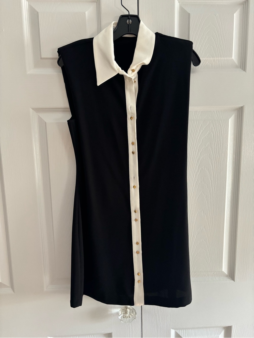 Zara Black Mini Dress with Cream Collar and Placket